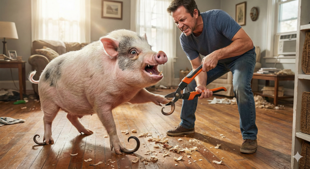 ◎ミニブタの爪切り