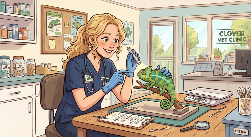 【診察】カメレオンの身体検査・保定